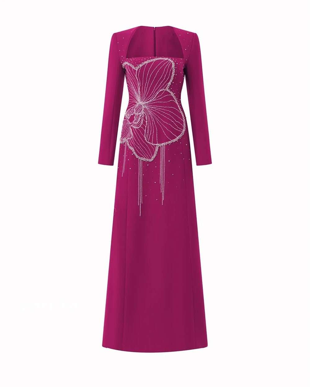 Customized Jersey Beading Draped Cocktail Party A - Line Square Collar Bespoke Occasion Gown Long Dresses - AMIR BAGS INDIA PRIVATE LIMITED