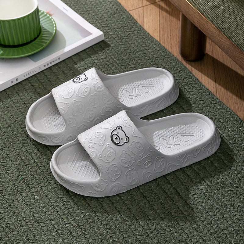 Cute Bear Slippers Indoor Non - slip Thick Soles Floor Bedroom Bathroom Slippers For Women Men Fashion House Shoes Summer - AMIR BAGS INDIA PRIVATE LIMITED