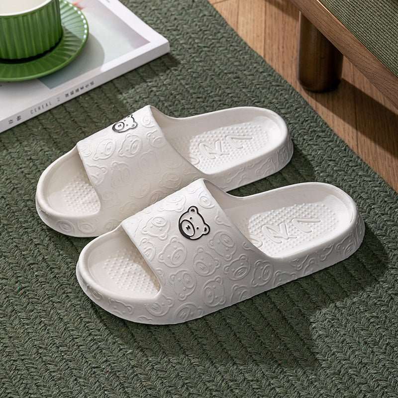Cute Bear Slippers Indoor Non - slip Thick Soles Floor Bedroom Bathroom Slippers For Women Men Fashion House Shoes Summer - AMIR BAGS INDIA PRIVATE LIMITED