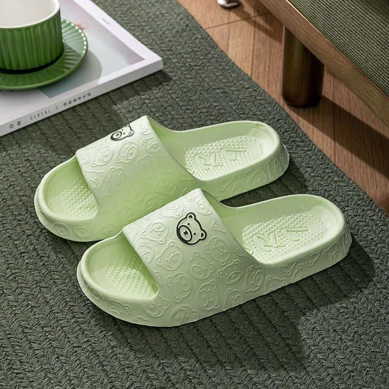 Cute Bear Slippers Indoor Non - slip Thick Soles Floor Bedroom Bathroom Slippers For Women Men Fashion House Shoes Summer - AMIR BAGS INDIA PRIVATE LIMITED