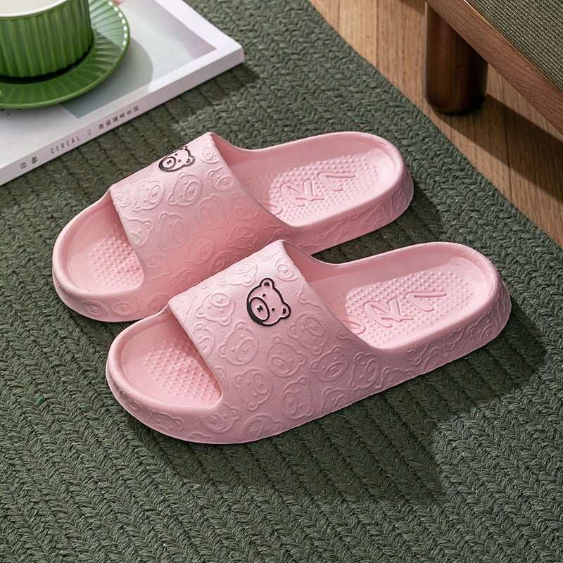 Cute Bear Slippers Indoor Non - slip Thick Soles Floor Bedroom Bathroom Slippers For Women Men Fashion House Shoes Summer - AMIR BAGS INDIA PRIVATE LIMITED
