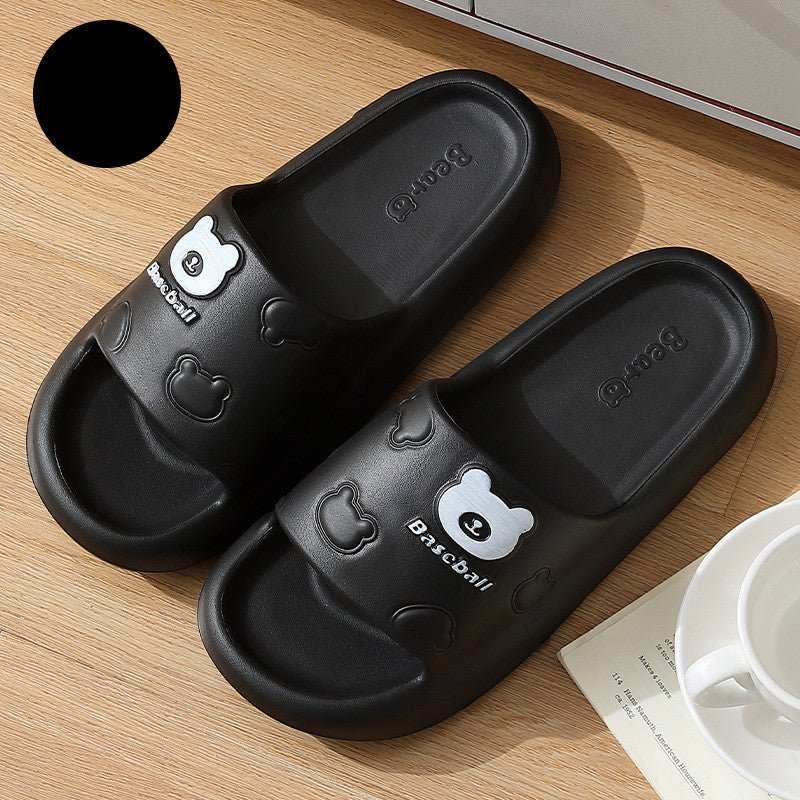 Cute Cartoon Bear Slippers For Women Summer Indoor Thick - soled Non - slip Floor Bathroom Home Slippers Men House Shoes - AMIR BAGS INDIA PRIVATE LIMITED