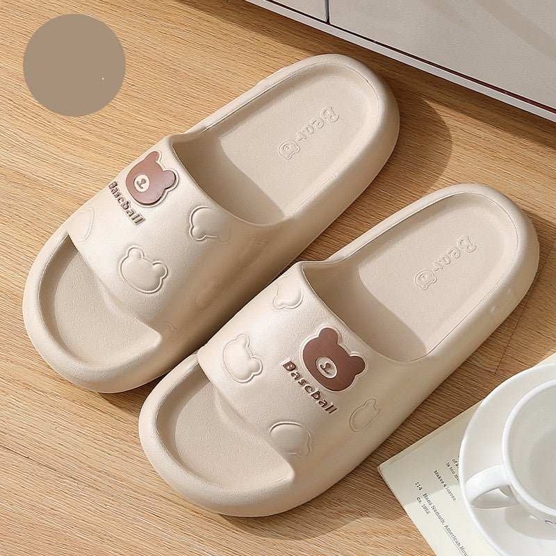 Cute Cartoon Bear Slippers For Women Summer Indoor Thick - soled Non - slip Floor Bathroom Home Slippers Men House Shoes - AMIR BAGS INDIA PRIVATE LIMITED