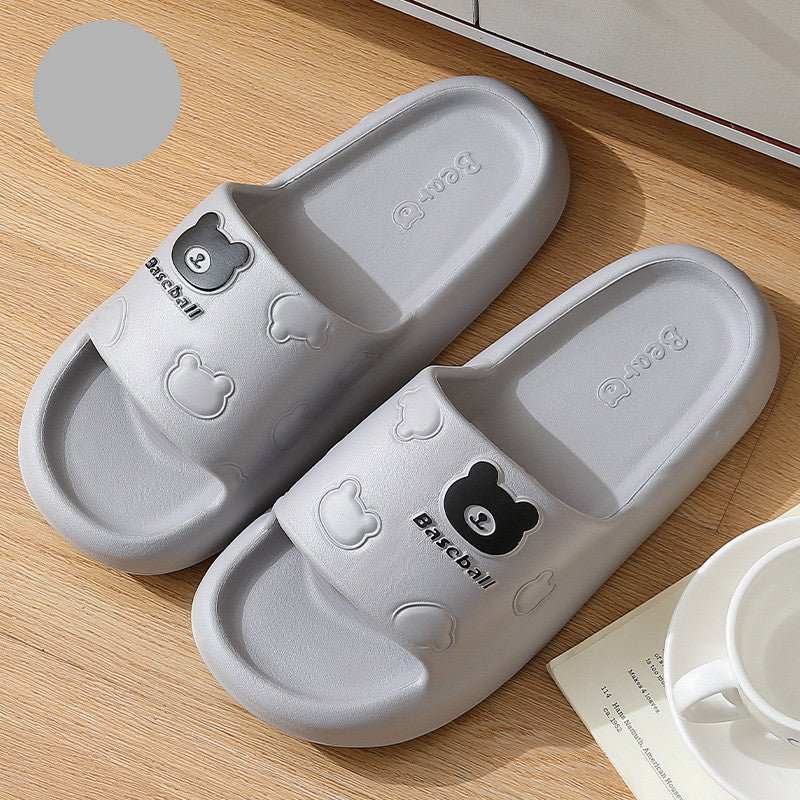 Cute Cartoon Bear Slippers For Women Summer Indoor Thick - soled Non - slip Floor Bathroom Home Slippers Men House Shoes - AMIR BAGS INDIA PRIVATE LIMITED