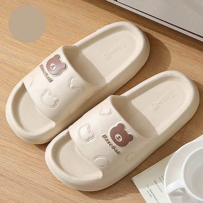 Cute Cartoon Bear Slippers For Women Summer Indoor Thick - soled Non - slip Floor Bathroom Home Slippers Men House Shoes - AMIR BAGS INDIA PRIVATE LIMITED