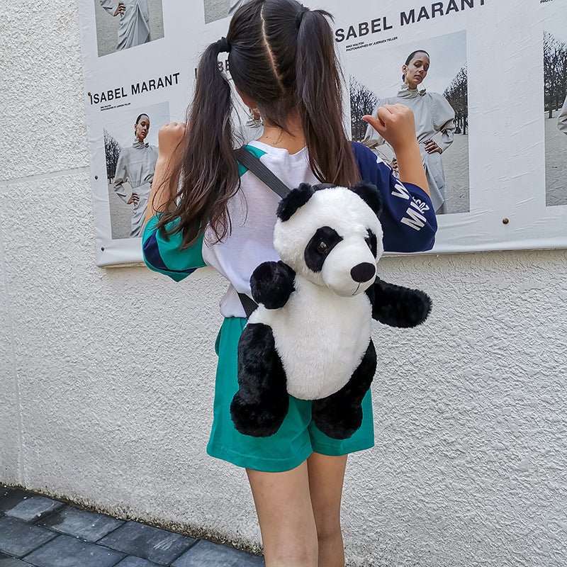 Cute Panda Small Backpack Fashion Boys And Girls Cartoon Plush Bag - AMIR BAGS INDIA PRIVATE LIMITED