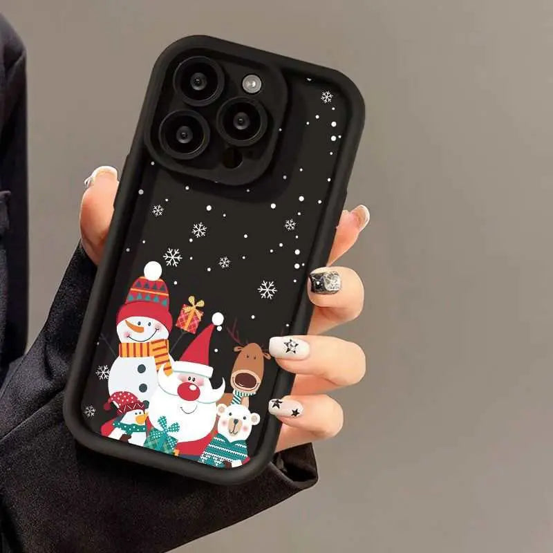 Cute Santa Claus Phone Case Frosted Advanced Christmas Pattern Case For Phone Shockproof Soft Silicone Phone Cover - AMIR BAGS INDIA PRIVATE LIMITED