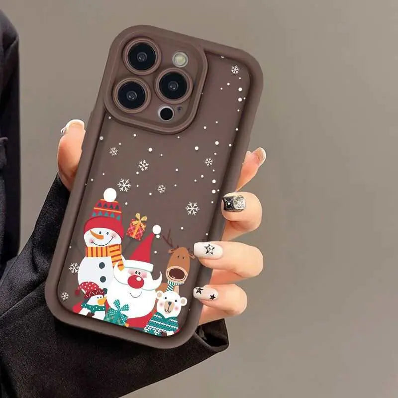 Cute Santa Claus Phone Case Frosted Advanced Christmas Pattern Case For Phone Shockproof Soft Silicone Phone Cover - AMIR BAGS INDIA PRIVATE LIMITED