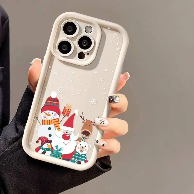 Cute Santa Claus Phone Case Frosted Advanced Christmas Pattern Case For Phone Shockproof Soft Silicone Phone Cover - AMIR BAGS INDIA PRIVATE LIMITED