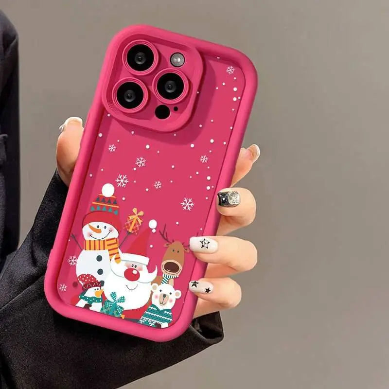 Cute Santa Claus Phone Case Frosted Advanced Christmas Pattern Case For Phone Shockproof Soft Silicone Phone Cover - AMIR BAGS INDIA PRIVATE LIMITED