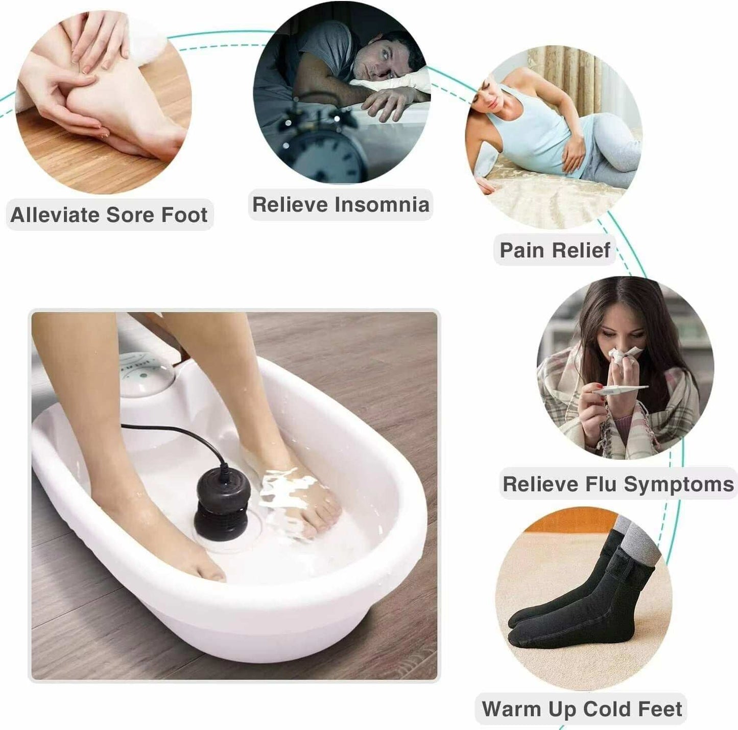Detox Ionic Foot Spa Bath Massager Electric Mini Footbath Cleanse Machines Vibrating Whirlpool Care Arrays Aqua Health Therapy - AMIR BAGS INDIA PRIVATE LIMITED