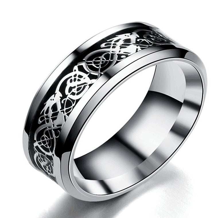 Dragon Pattern Rings Men Stainless Steel Ring Jewelry - AMIR BAGS INDIA PRIVATE LIMITED