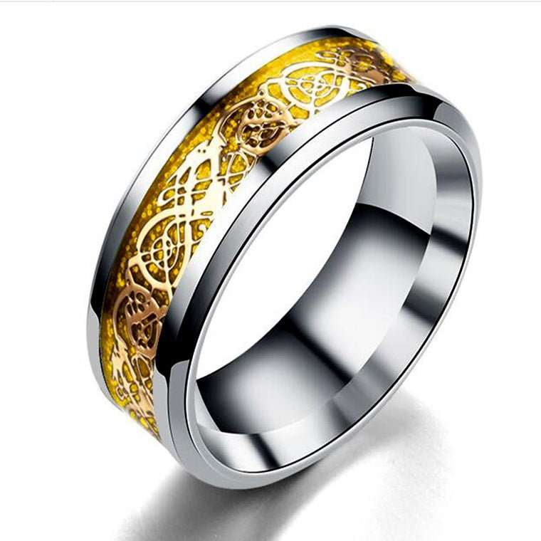Dragon Pattern Rings Men Stainless Steel Ring Jewelry - AMIR BAGS INDIA PRIVATE LIMITED