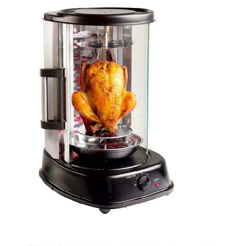 Home Grill Electric rotisserie indoor chicken smokeless skewer stove with black finish and transparent glass door