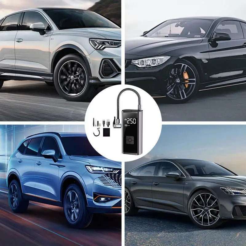 Electric Air Compressor Portable Tire Inflator Digital Automobiles Tire Pump LED Lighting Design Precise Inflation Outdoor Use - AMIR BAGS INDIA PRIVATE LIMITED