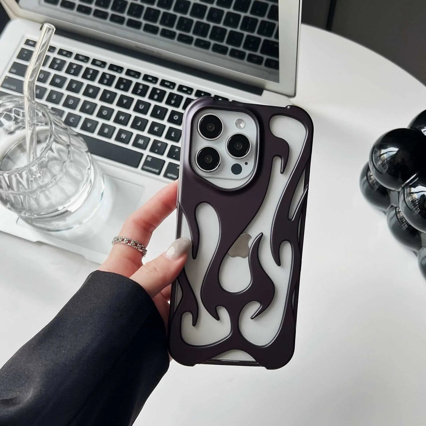 Electroplating Hollow Heat Dissipation Phone Case Flame Pattern High - grade Soft Shell - AMIR BAGS INDIA PRIVATE LIMITED
