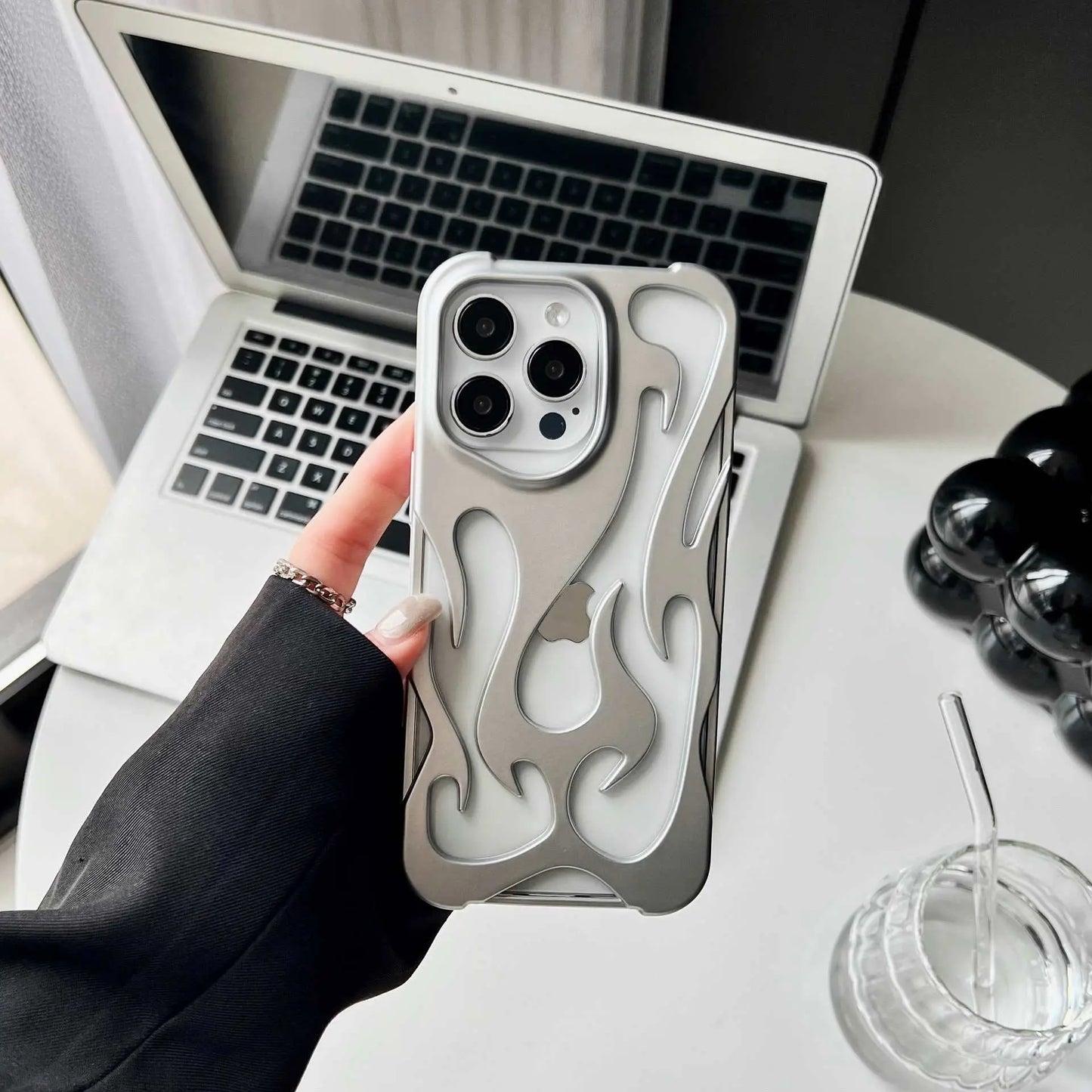 Electroplating Hollow Heat Dissipation Phone Case Flame Pattern High - grade Soft Shell - AMIR BAGS INDIA PRIVATE LIMITED