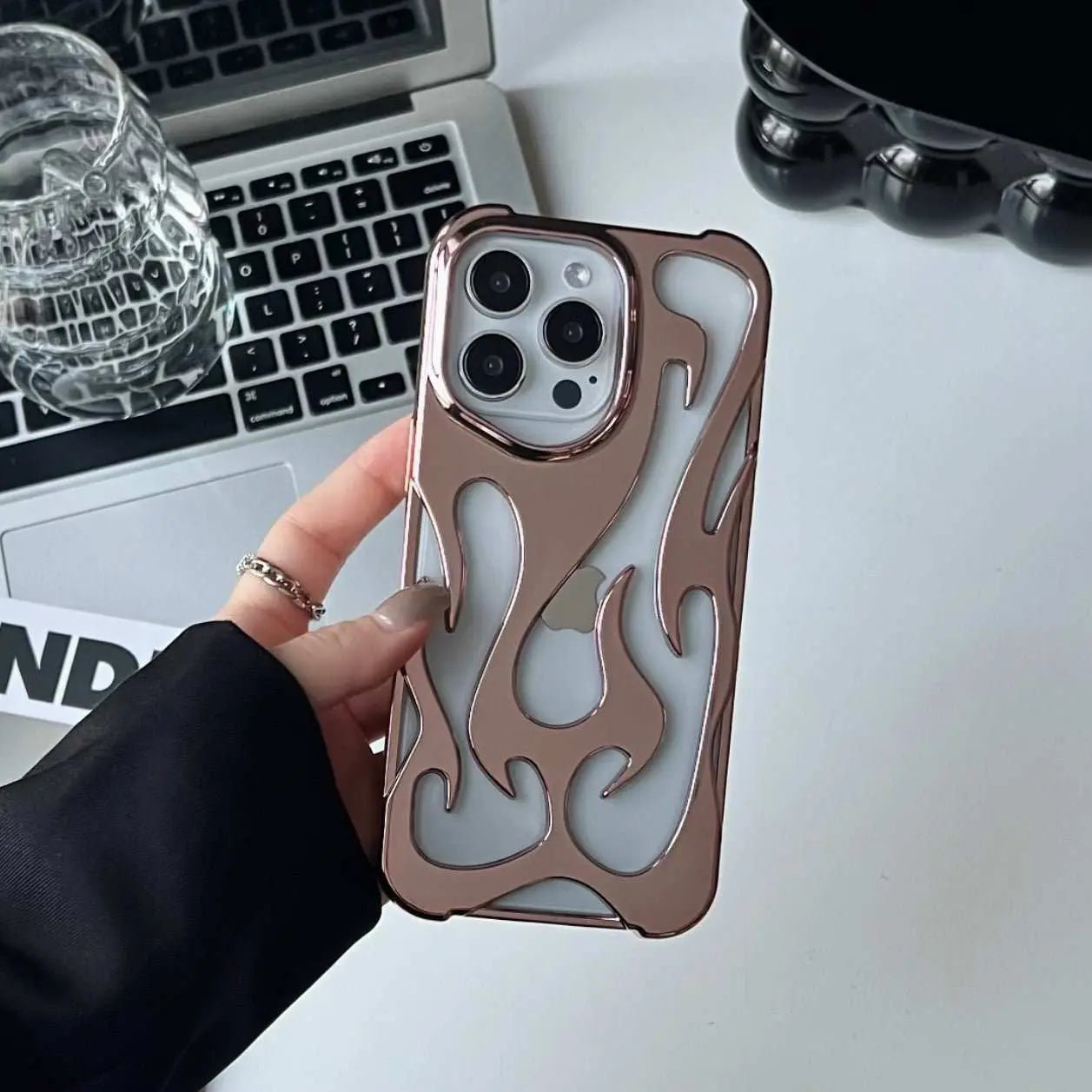 Electroplating Hollow Heat Dissipation Phone Case Flame Pattern High - grade Soft Shell - AMIR BAGS INDIA PRIVATE LIMITED