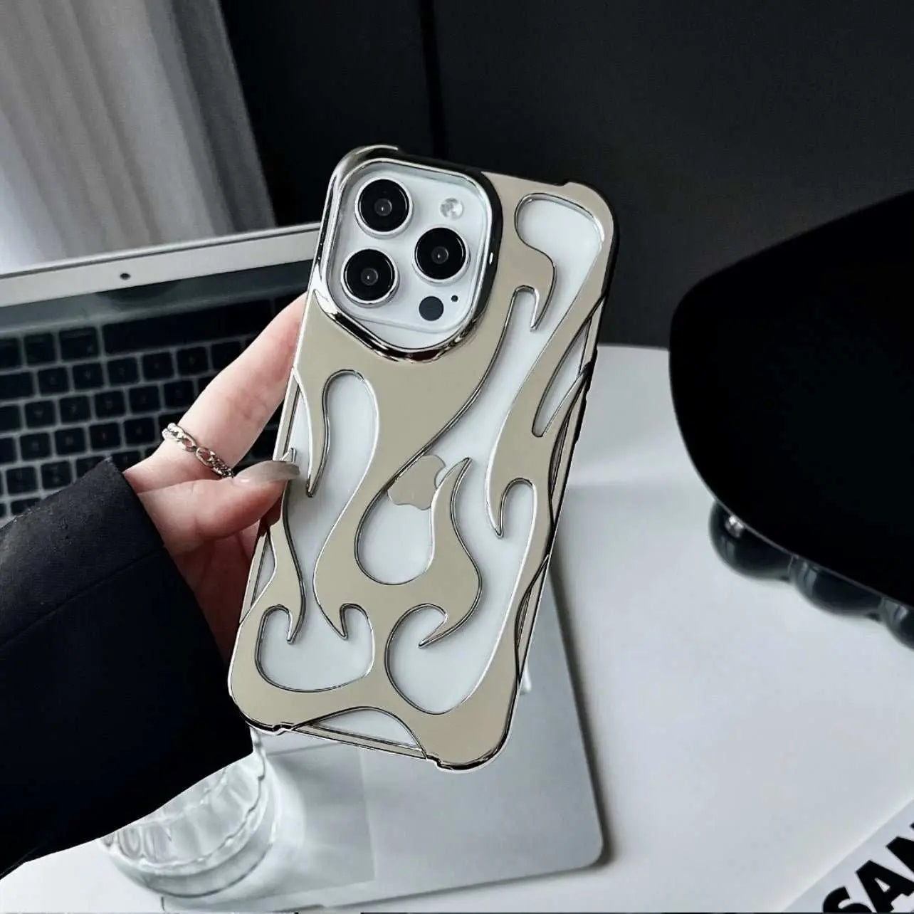 Electroplating Hollow Heat Dissipation Phone Case Flame Pattern High - grade Soft Shell - AMIR BAGS INDIA PRIVATE LIMITED
