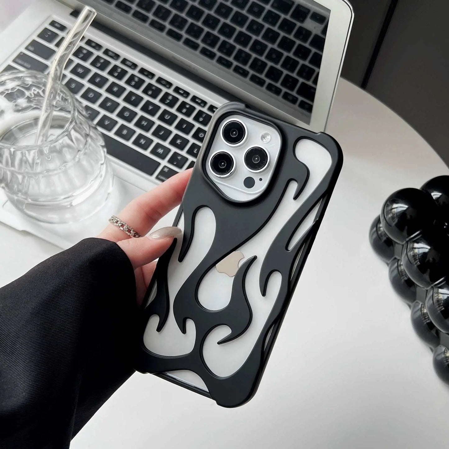 Electroplating Hollow Heat Dissipation Phone Case Flame Pattern High - grade Soft Shell - AMIR BAGS INDIA PRIVATE LIMITED
