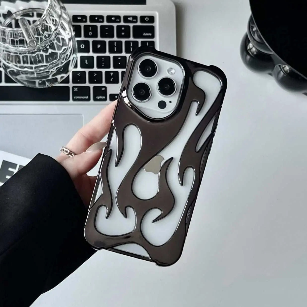 Electroplating Hollow Heat Dissipation Phone Case Flame Pattern High - grade Soft Shell - AMIR BAGS INDIA PRIVATE LIMITED