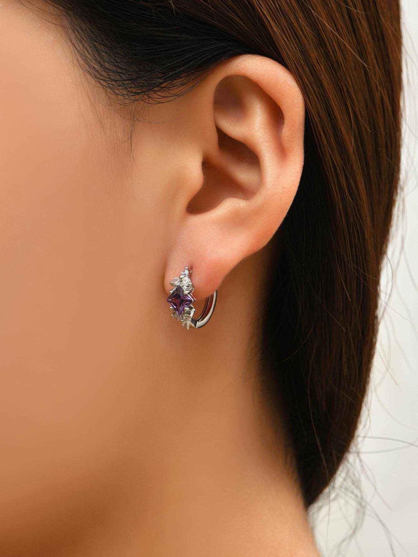 European And American Personalized Square Zircon Earrings - AMIR BAGS INDIA PRIVATE LIMITED