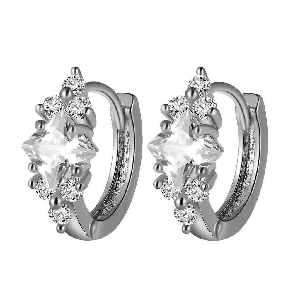 European And American Personalized Square Zircon Earrings - AMIR BAGS INDIA PRIVATE LIMITED