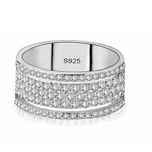 Exquisite Bridal Wedding Silver Rings for Women White Crystal Princess - AMIR BAGS INDIA PRIVATE LIMITED