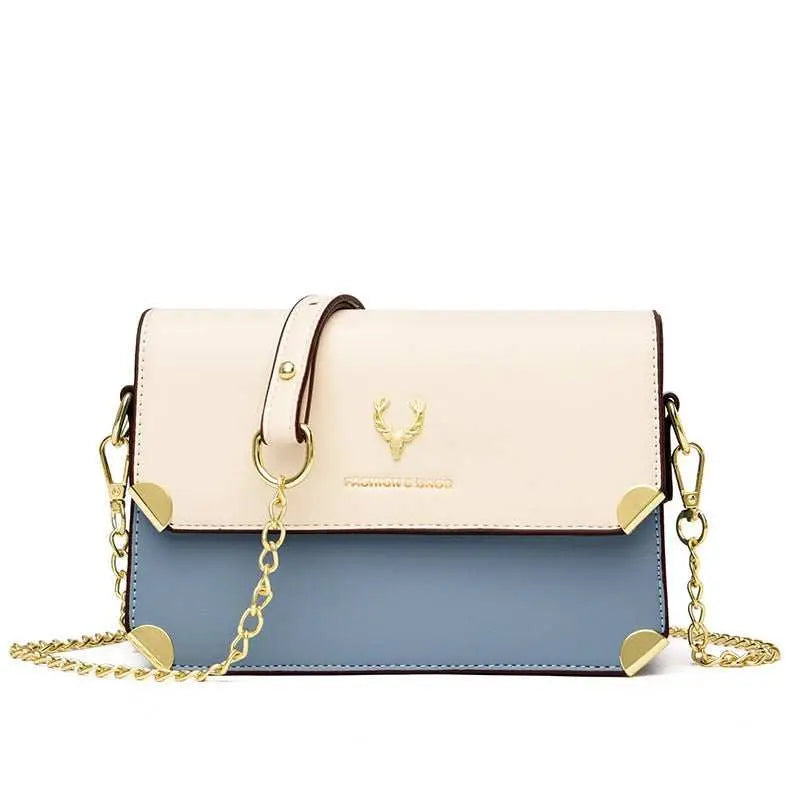 Fashion Color Contrast Deer Head Chain Crossbody Bag - AMIR BAGS INDIA PRIVATE LIMITED