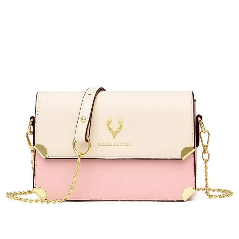 Fashion Color Contrast Deer Head Chain Crossbody Bag - AMIR BAGS INDIA PRIVATE LIMITED