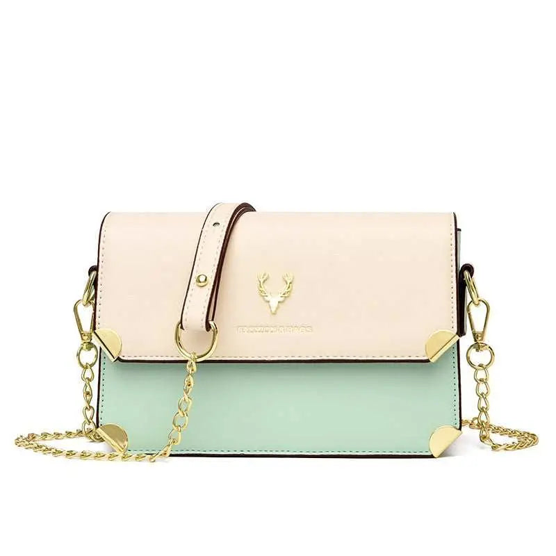 Fashion Color Contrast Deer Head Chain Crossbody Bag - AMIR BAGS INDIA PRIVATE LIMITED