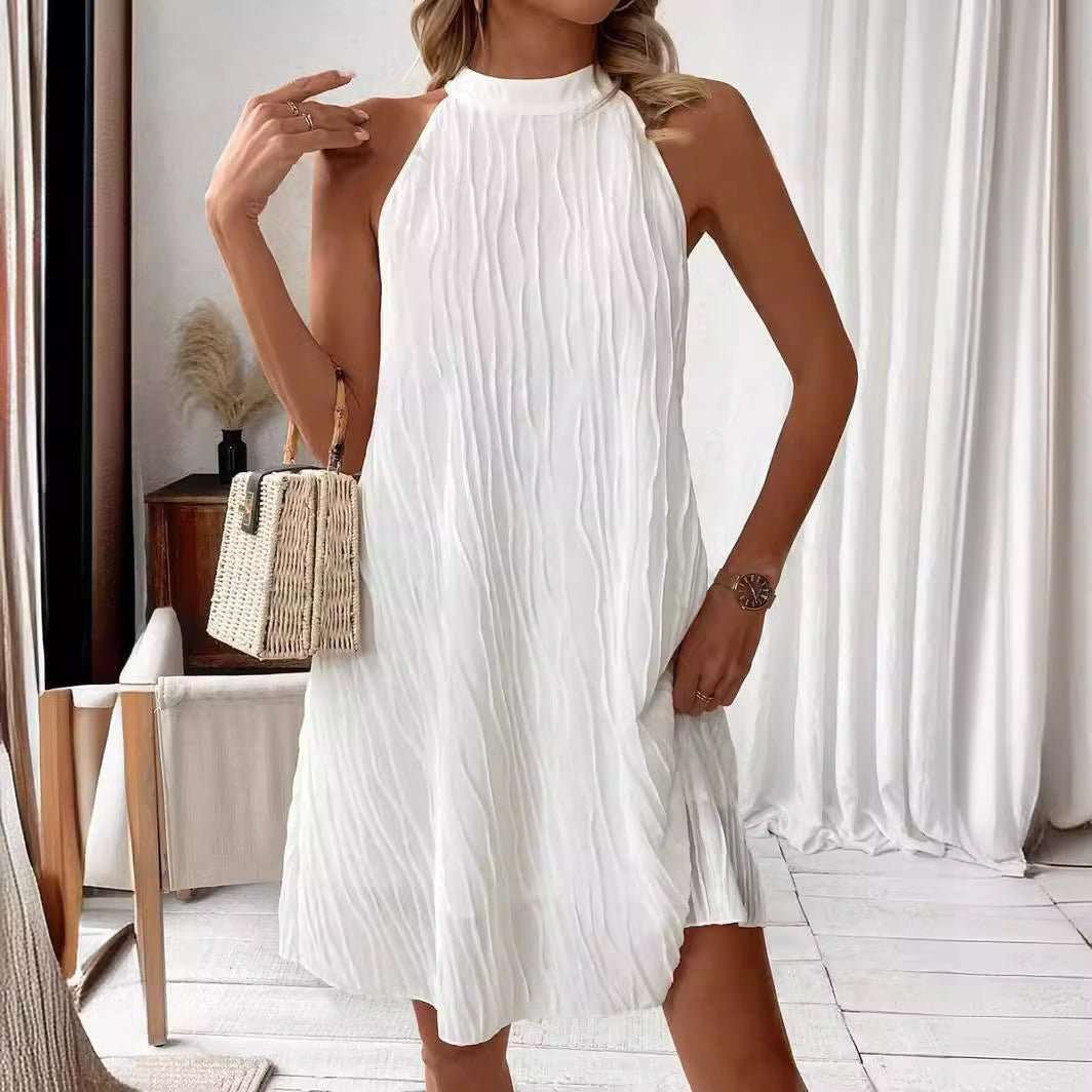 Fashion Dresses For Women Pure Color Halter Backless Dress - AMIR BAGS INDIA PRIVATE LIMITED