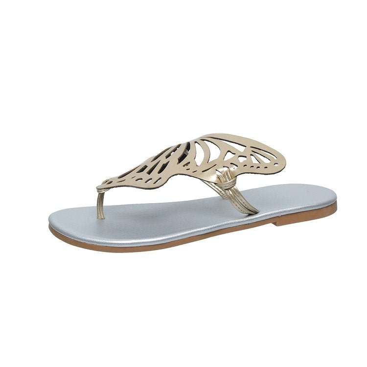 Fashion Hollow Butterfly Flip - Flops Summer Sandals For Women Casual Beach Shoes New Low Heel Flat Slides Slippers - AMIR BAGS INDIA PRIVATE LIMITED