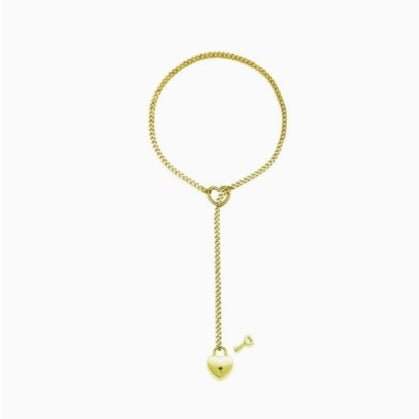 Fashion Jewelry 2024 New Slip Chain Necklace Heart O - Ring Rock Cuban Long Necklace Adjustable Heart Shaped Lock Core With Key - AMIR BAGS INDIA PRIVATE LIMITED