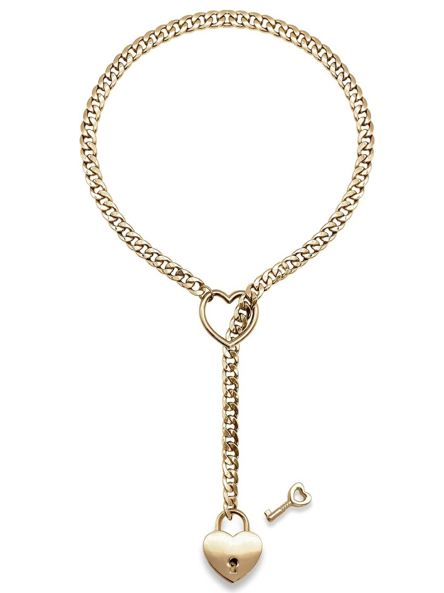 Fashion Jewelry 2024 New Slip Chain Necklace Heart O - Ring Rock Cuban Long Necklace Adjustable Heart Shaped Lock Core With Key - AMIR BAGS INDIA PRIVATE LIMITED