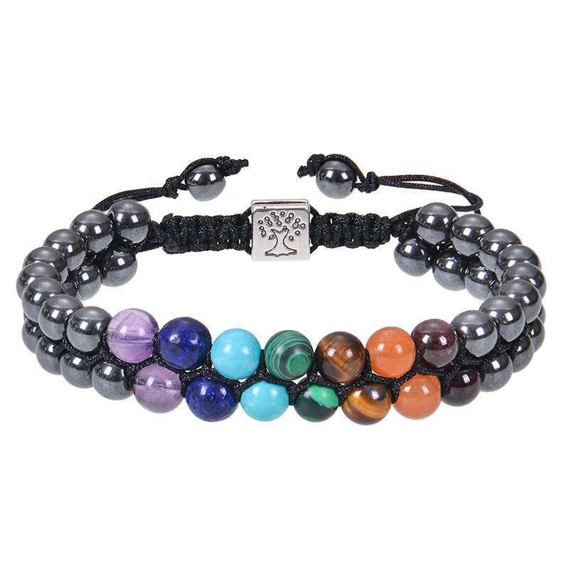 Fashion Jewelry 6mm 7 Chakra Stone Bead Yoga Meditation Bracelet Healing Crystal Double Layer Natural Gemstone Beaded Anxiety Bracelets For Women - AMIR BAGS INDIA PRIVATE LIMITED