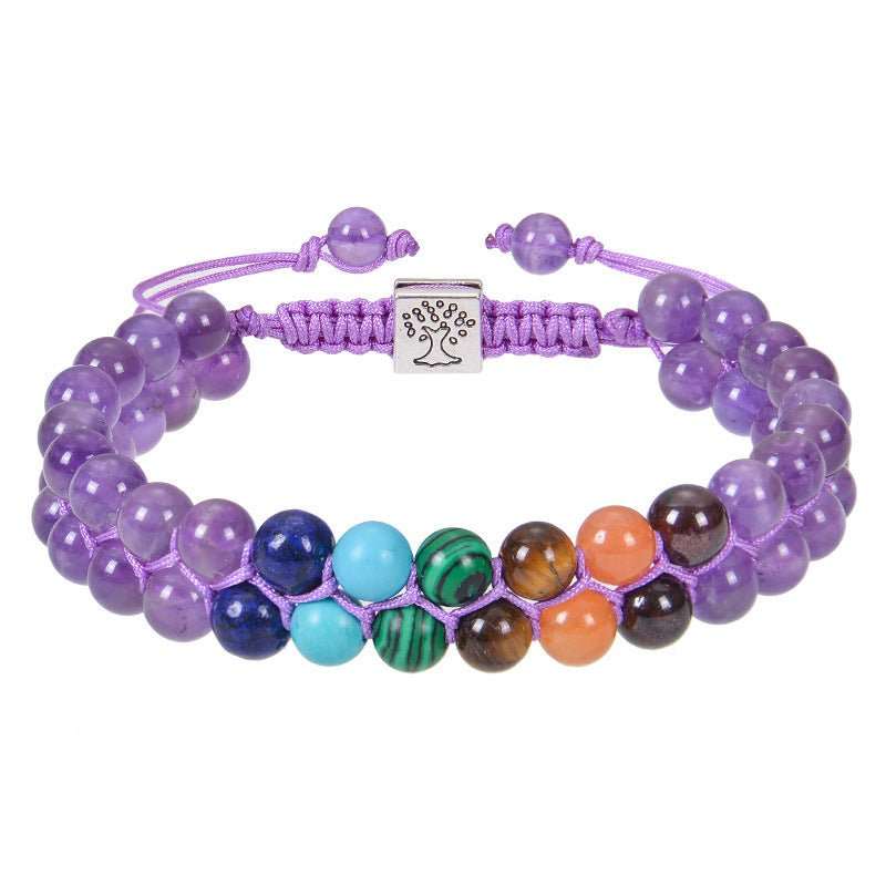 Fashion Jewelry 6mm 7 Chakra Stone Bead Yoga Meditation Bracelet Healing Crystal Double Layer Natural Gemstone Beaded Anxiety Bracelets For Women - AMIR BAGS INDIA PRIVATE LIMITED