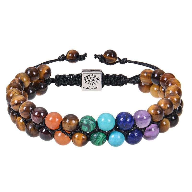 Fashion Jewelry 6mm 7 Chakra Stone Bead Yoga Meditation Bracelet Healing Crystal Double Layer Natural Gemstone Beaded Anxiety Bracelets For Women - AMIR BAGS INDIA PRIVATE LIMITED