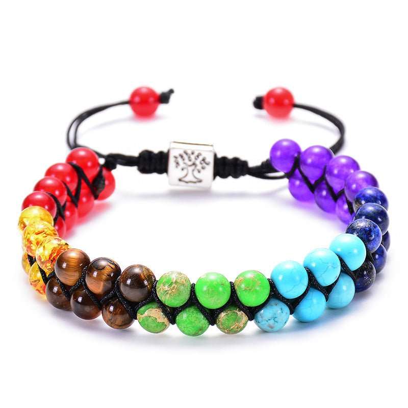 Fashion Jewelry 6mm 7 Chakra Stone Bead Yoga Meditation Bracelet Healing Crystal Double Layer Natural Gemstone Beaded Anxiety Bracelets For Women - AMIR BAGS INDIA PRIVATE LIMITED