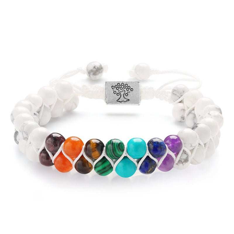 Fashion Jewelry 6mm 7 Chakra Stone Bead Yoga Meditation Bracelet Healing Crystal Double Layer Natural Gemstone Beaded Anxiety Bracelets For Women - AMIR BAGS INDIA PRIVATE LIMITED