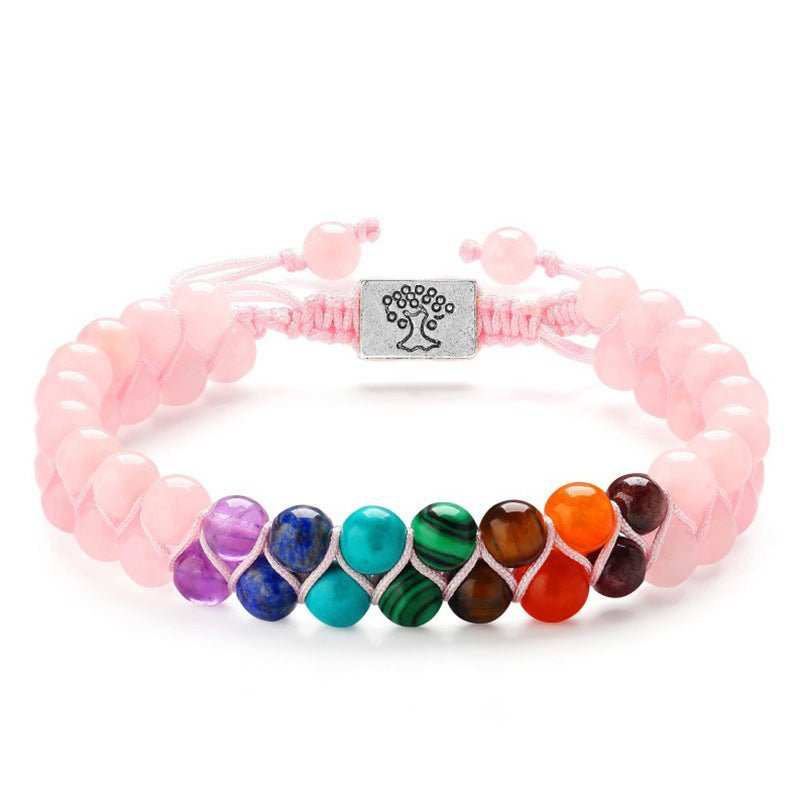 Fashion Jewelry 6mm 7 Chakra Stone Bead Yoga Meditation Bracelet Healing Crystal Double Layer Natural Gemstone Beaded Anxiety Bracelets For Women - AMIR BAGS INDIA PRIVATE LIMITED