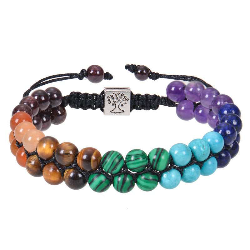 Fashion Jewelry 6mm 7 Chakra Stone Bead Yoga Meditation Bracelet Healing Crystal Double Layer Natural Gemstone Beaded Anxiety Bracelets For Women - AMIR BAGS INDIA PRIVATE LIMITED