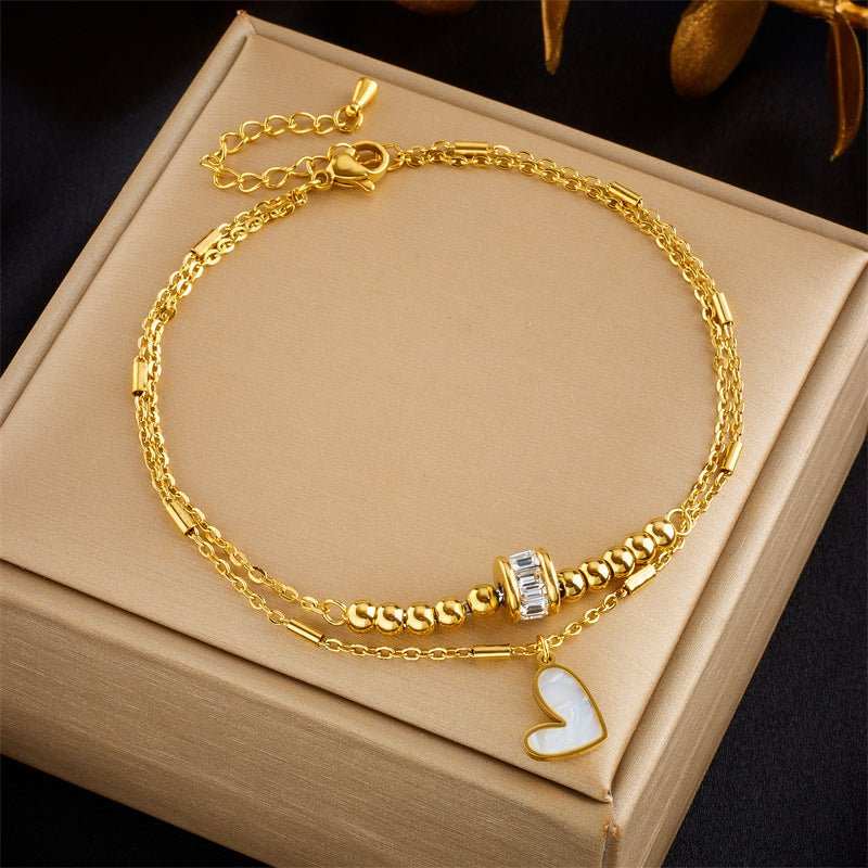 Fashion Jewelry Boho Classic Love Heart Ankle Chain Double Layer Chain Bracelet Anklet Charm Tassel Leg Chain On Foot Chain Women Party Jewelry Accessories - AMIR BAGS INDIA PRIVATE LIMITED