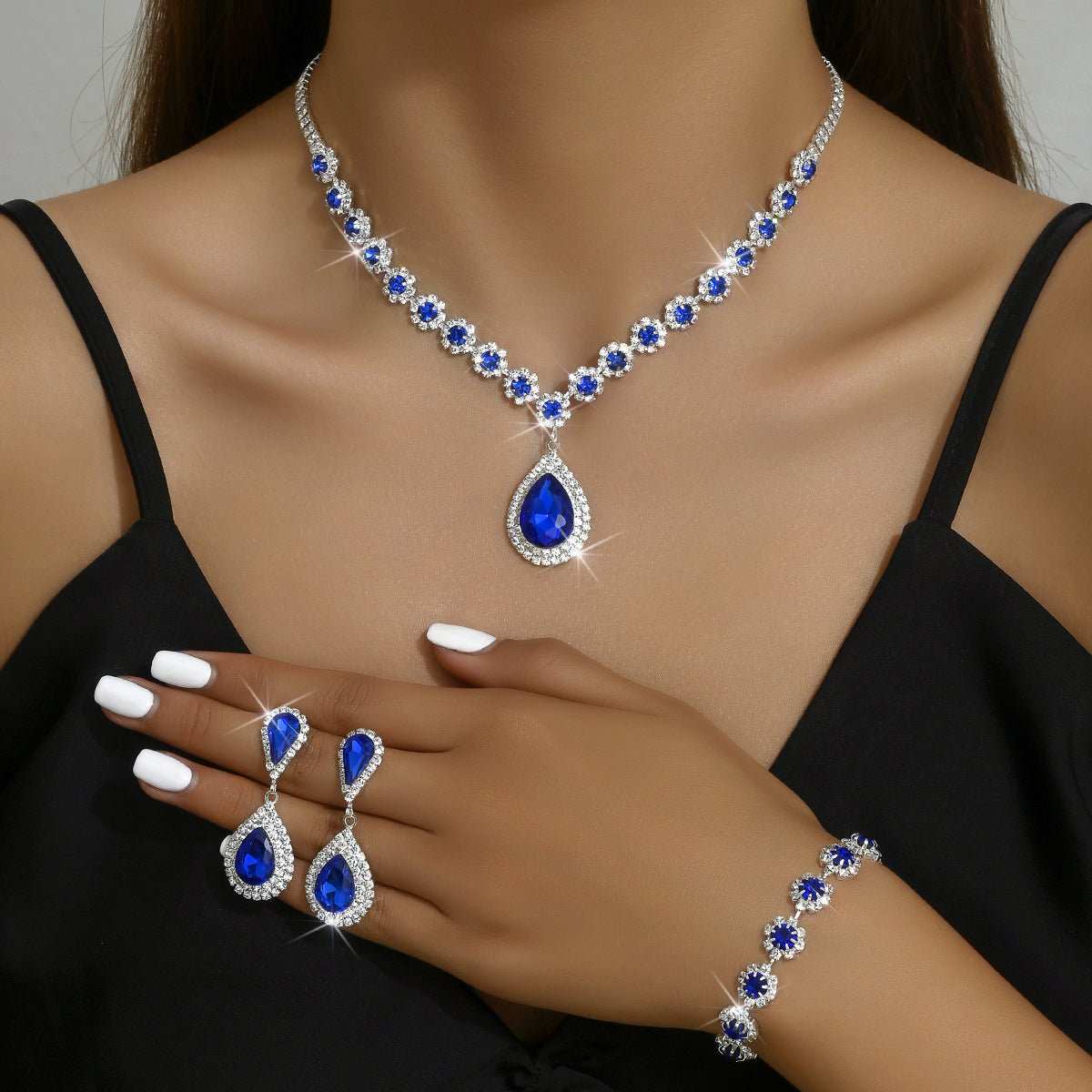 Fashion Jewelry Bridal Jewelry Suit Necklace Ear Stud Bracelet Three - piece Set - AMIR BAGS INDIA PRIVATE LIMITED
