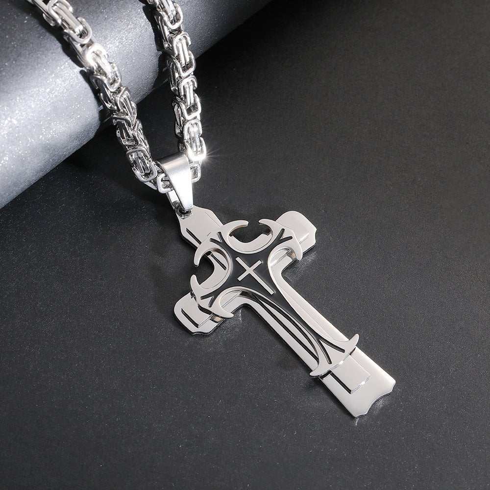 Fashion Jewelry Christian Trinity Latin Cross Necklace For Men Stainless Steel Three Layers Cross Pendants Necklaces Jewelry Gift - AMIR BAGS INDIA PRIVATE LIMITED