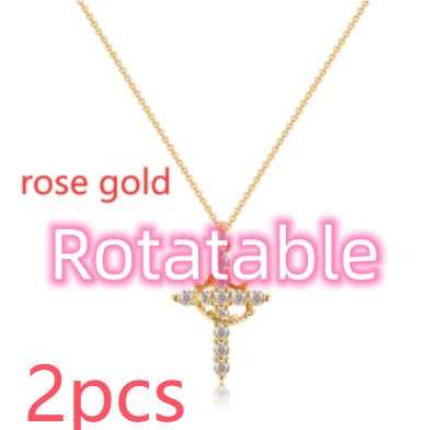Fashion Jewelry Cross Full Diamond Crown Rotatable Necklace - AMIR BAGS INDIA PRIVATE LIMITED