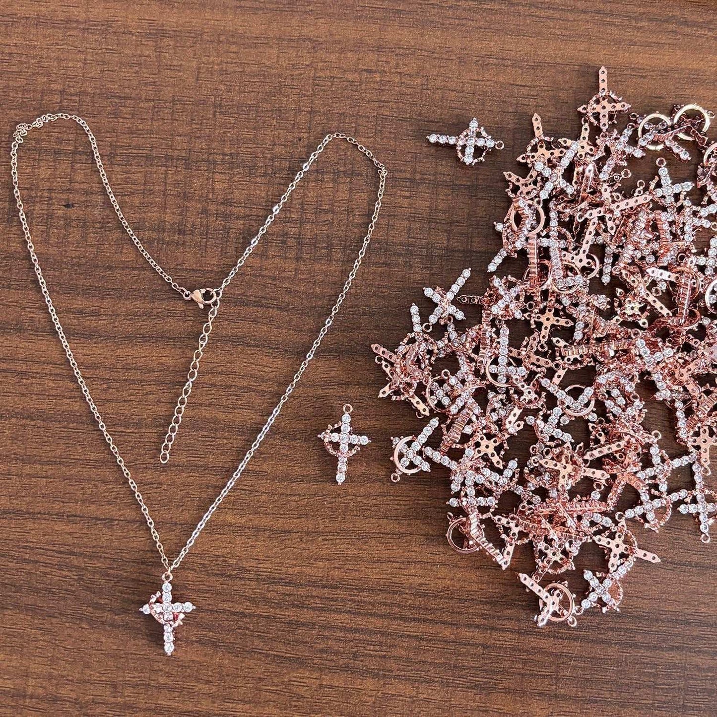 Fashion Jewelry Cross Full Diamond Crown Rotatable Necklace - AMIR BAGS INDIA PRIVATE LIMITED