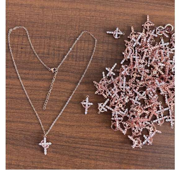 Fashion Jewelry Cross Full Diamond Crown Rotatable Necklace - AMIR BAGS INDIA PRIVATE LIMITED