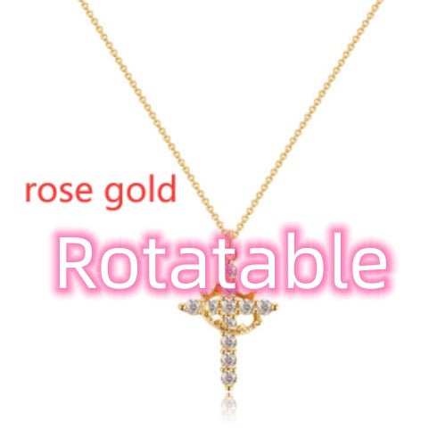 Fashion Jewelry Cross Full Diamond Crown Rotatable Necklace - AMIR BAGS INDIA PRIVATE LIMITED