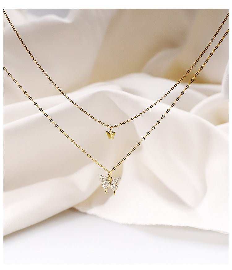 Fashion Jewelry Double Butterfly Necklace Gold Plated Butterfly Pendant Engagement Necklaces For Women Animal Jewelry Anniversary Gift - AMIR BAGS INDIA PRIVATE LIMITED